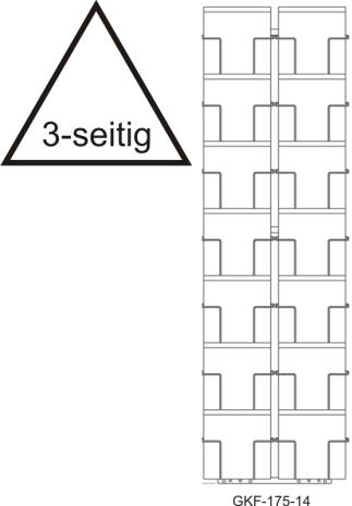 Bodenständer 175 mm, 42 Fächer, Quadratkarten, 2-reihig, 3-seitig, silber